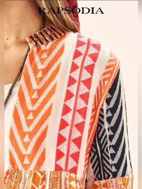 Rapsodia Groom Long Stripes Kimono Med Boho Southwestern Tribal